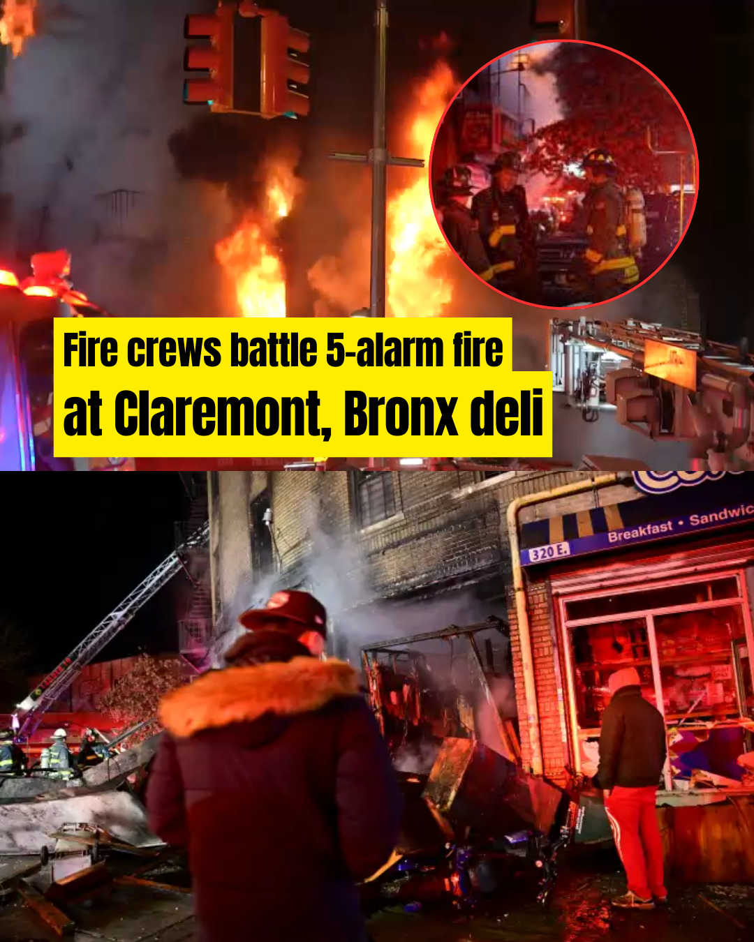 A massive fire is raging at a deli in Claremont