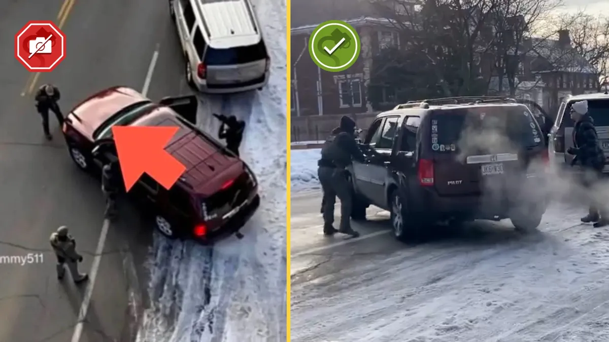 Footage shows Renee Good’s SUV turning around as the gunshots rang out โ but her screams at the time led her husband to make a “threat”