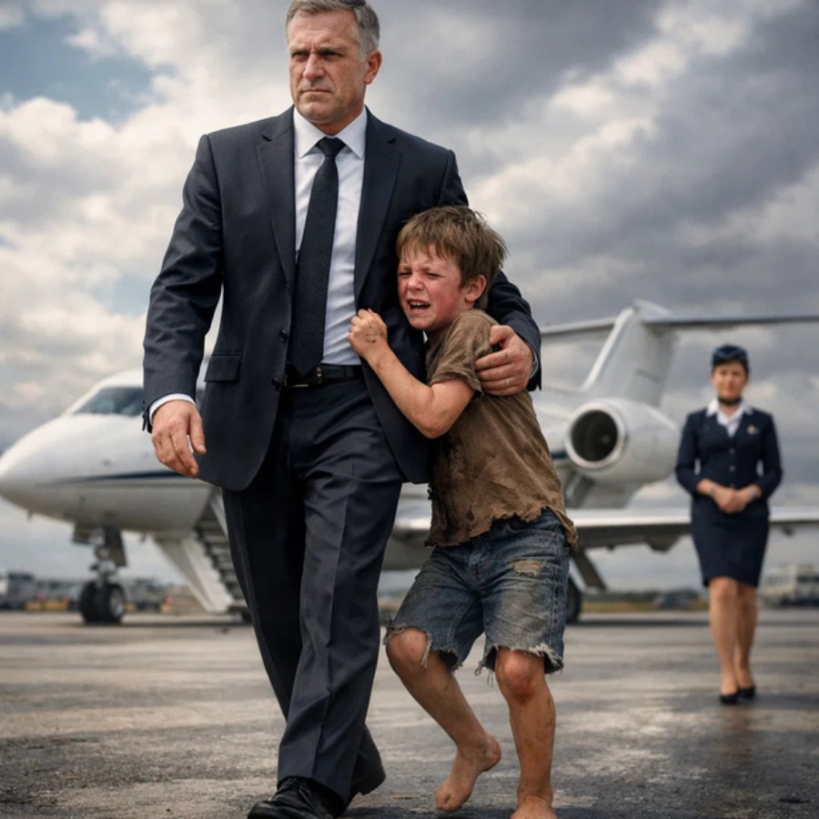 A Barefoot 12-Year-Old Stopped a Billionaire at the Airport and Begged Him Not to Fly — What Was Found Inside the Jet Moments Later Left Everyone Speechless