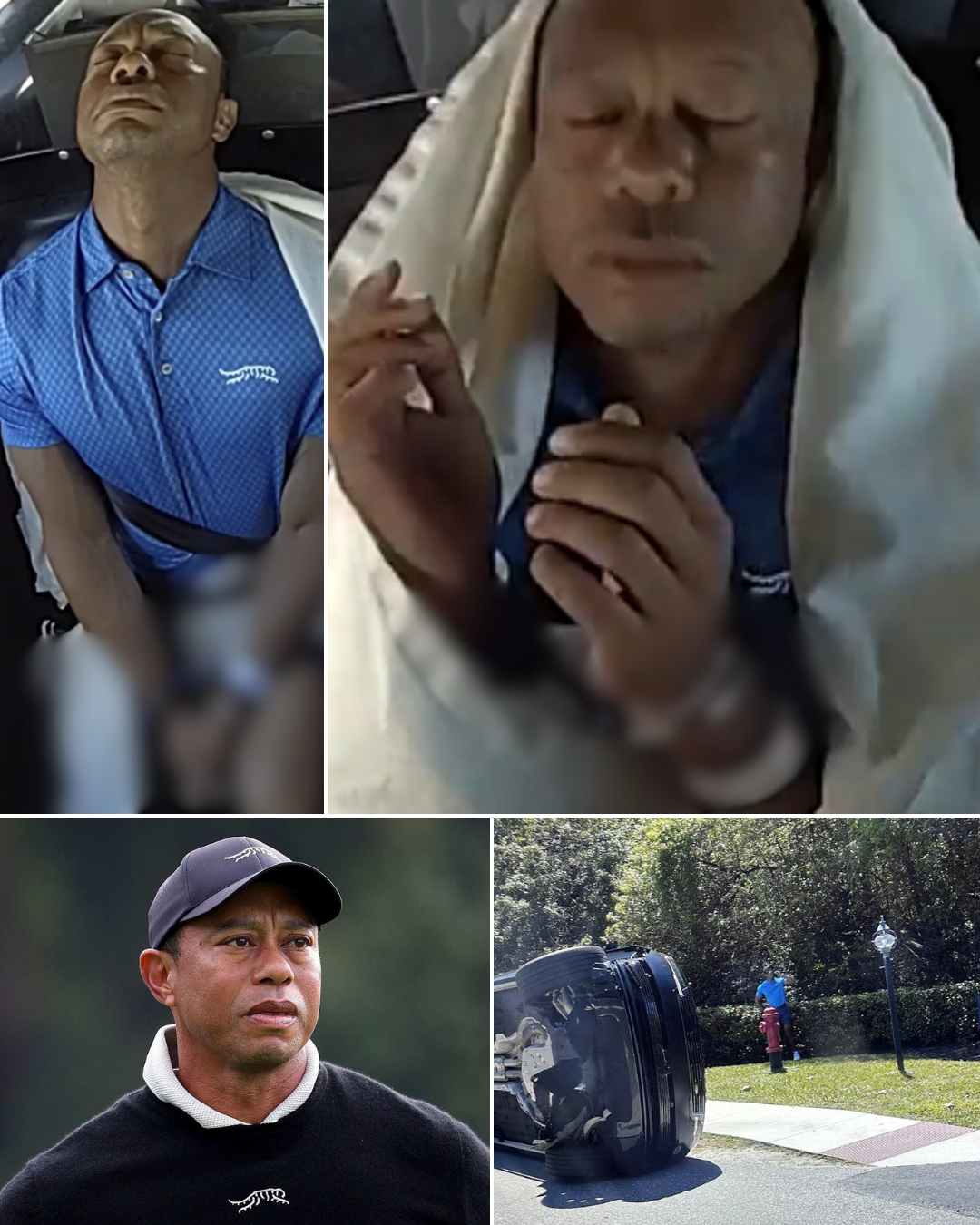 REPEATED GESTURE: In a 1:07 clip, Tiger Woods is seen in the police vehicle covered by a towel, continuously repeating the same action
