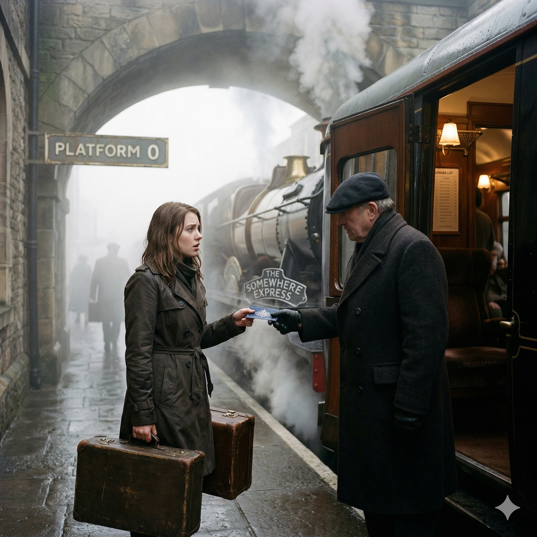 The train to ‘Somewhere’ was boarding at Platform 0. I thought it was my lucky escape from debt, until I saw my name on the passenger list… dated with today’s death