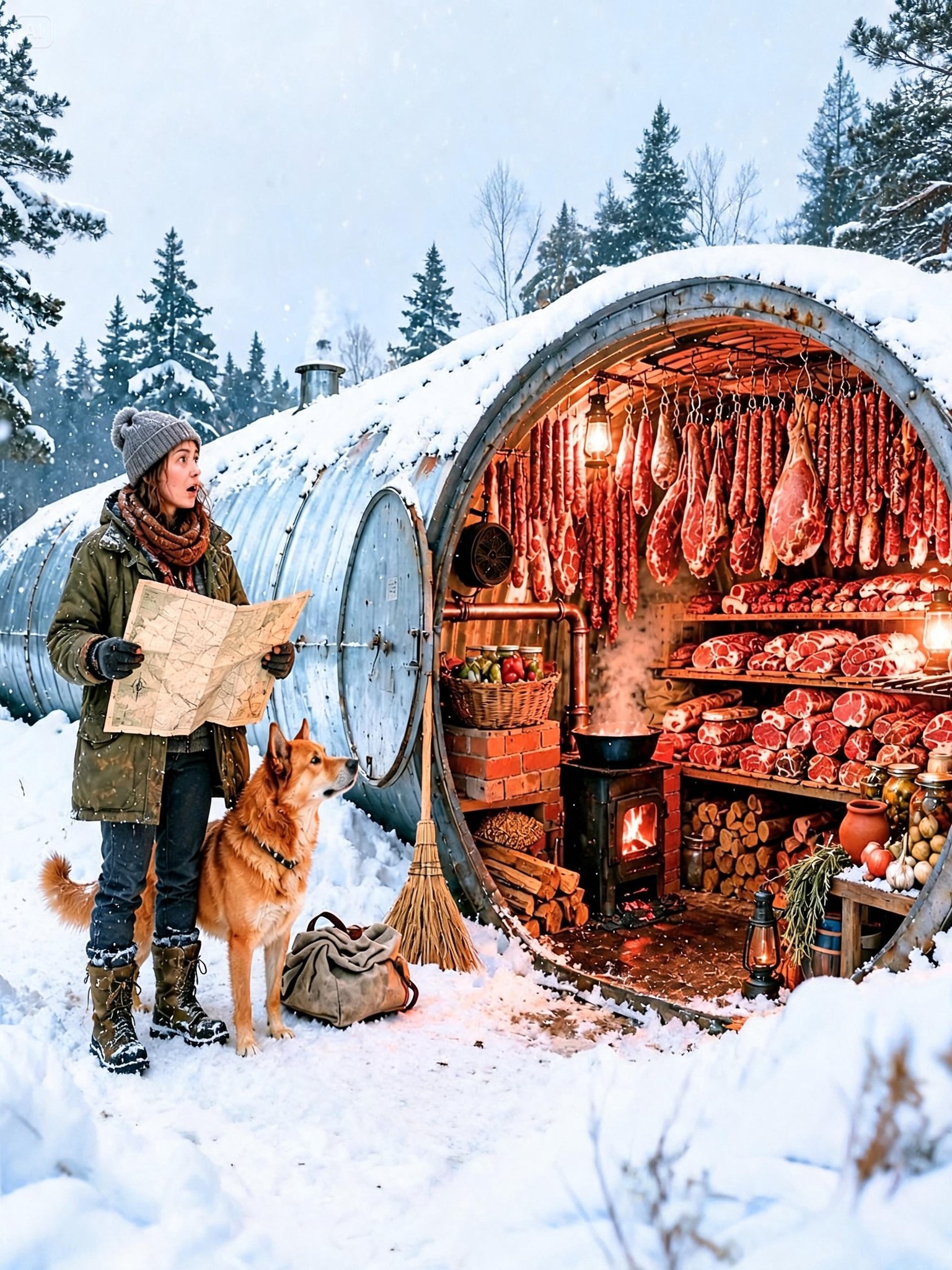 Abandoned in the Snow, She Opened a Buried Door and Found Food, Fire, and a Secret