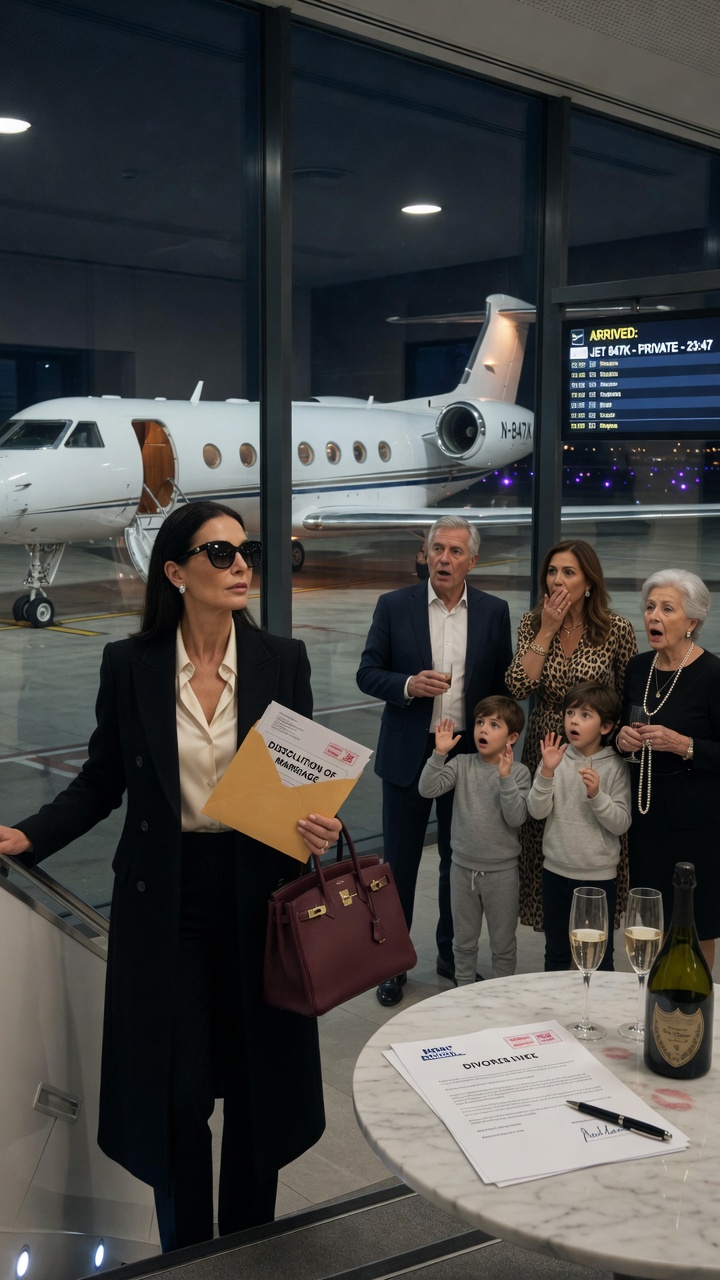 They thought she’d lost everything when she quietly signed the divorce papers… but when the private jet touched down that same night, the entire family went silent