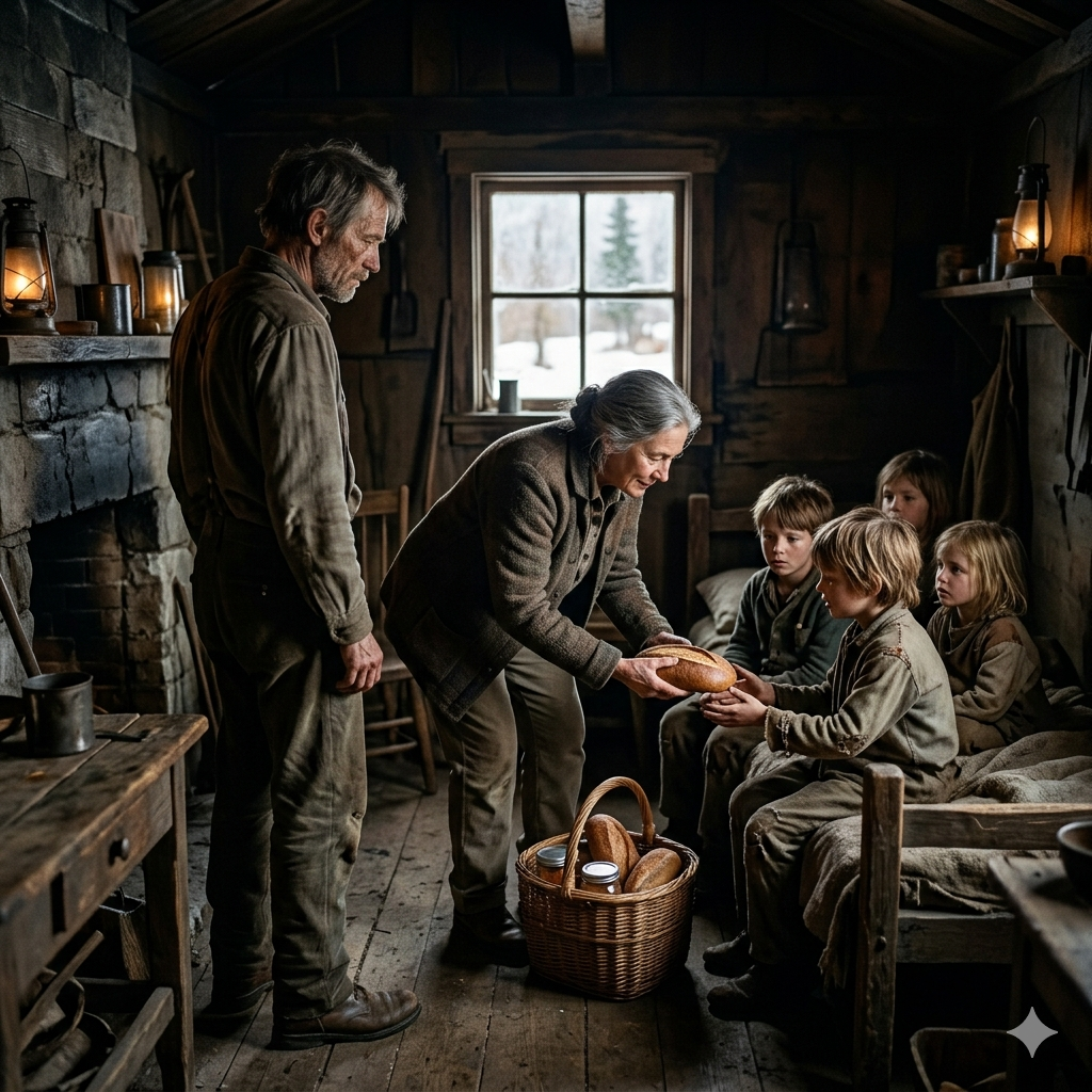The Heartbreaking Cry by the Cottonwood River and the Mad Widow’s Adventurous Journey Against the Current, Bringing a Lifeline to the Proud Farmer’s Abandoned Home Amidst the Famine of Winter.