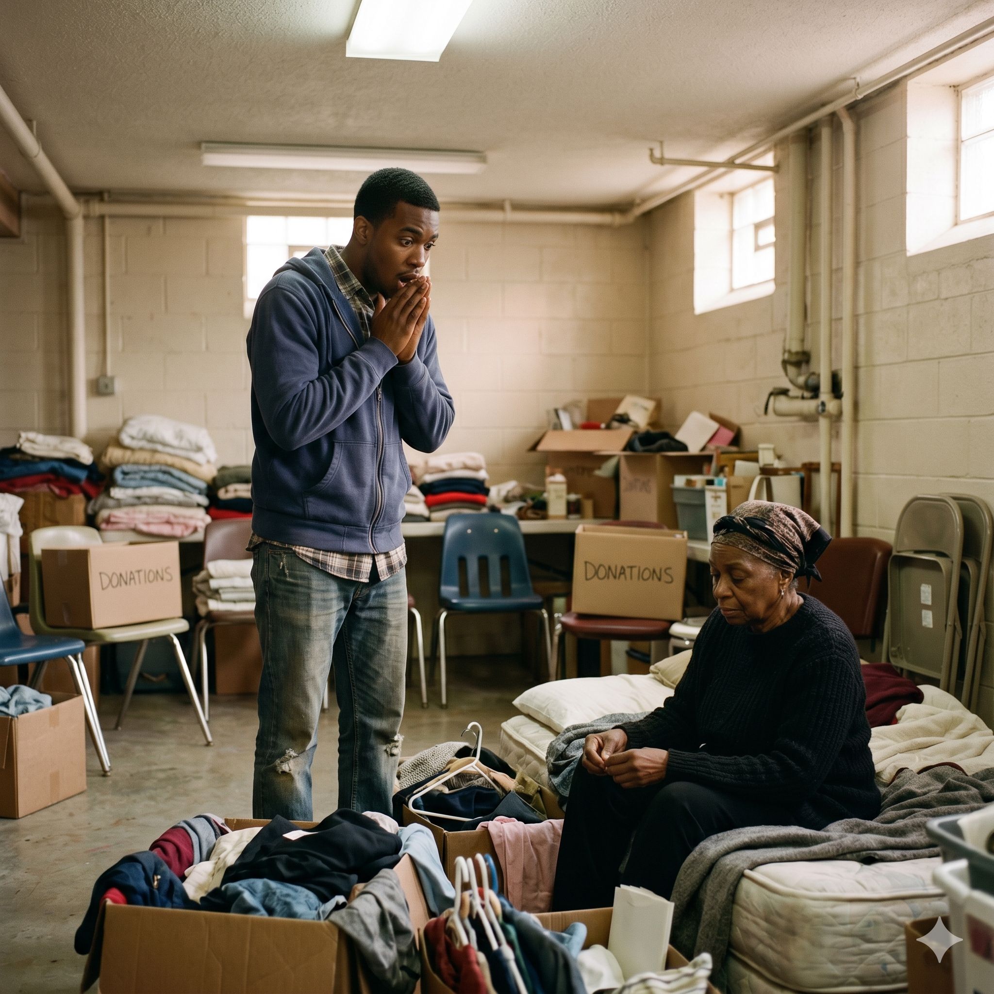 He Sent Money to Rebuild His Mother’s Burned House… Then Found Her Living in a Church Basement