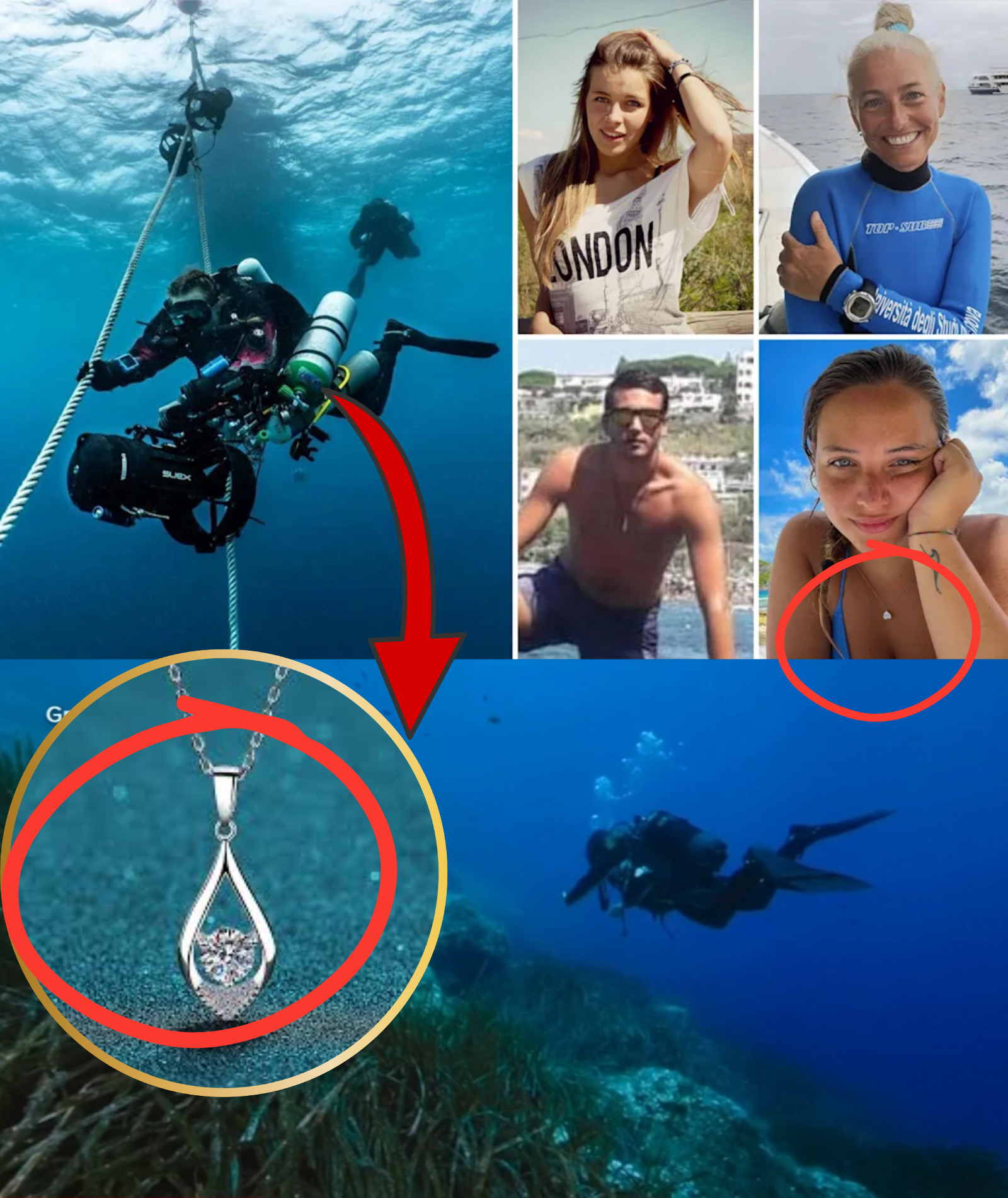 LATEST: POLICE have found the necklace belonging to one of the five Italian divers who died inside a cave in the Maldives. Hidden inside was a six-minute audio recording containing 12 EXTREMELY CHILLING words spoken by two women, revealing a SECRET beneath the cave