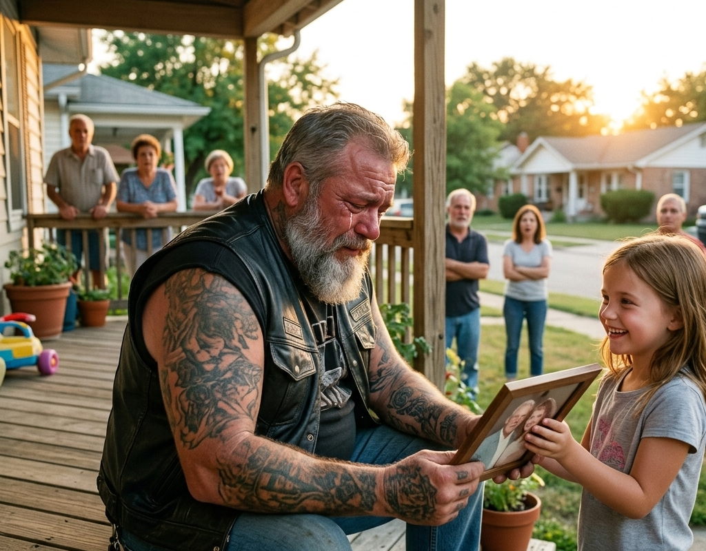 🚨 THE 290-POUND BIKER EVERYONE FEARED KEPT A LOCKED ROOM CLOSED FOR 14 YEARS — UNTIL A 7-YEAR-OLD GIRL LEFT ONE PHOTOGRAPH THAT BROKE HIM COMPLETELY
