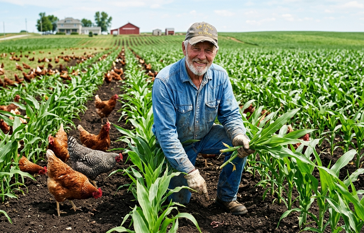 The Veteran Put 500 Chickens in His Cornfield — Everyone Laughed Until the Worms Disappeared