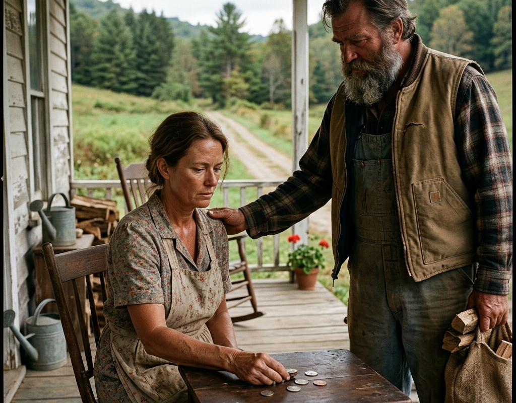 she counted thirteen cents for one meal, but the mountain man who filled her pantry helped uncover the secret buried under her dead husband’s land