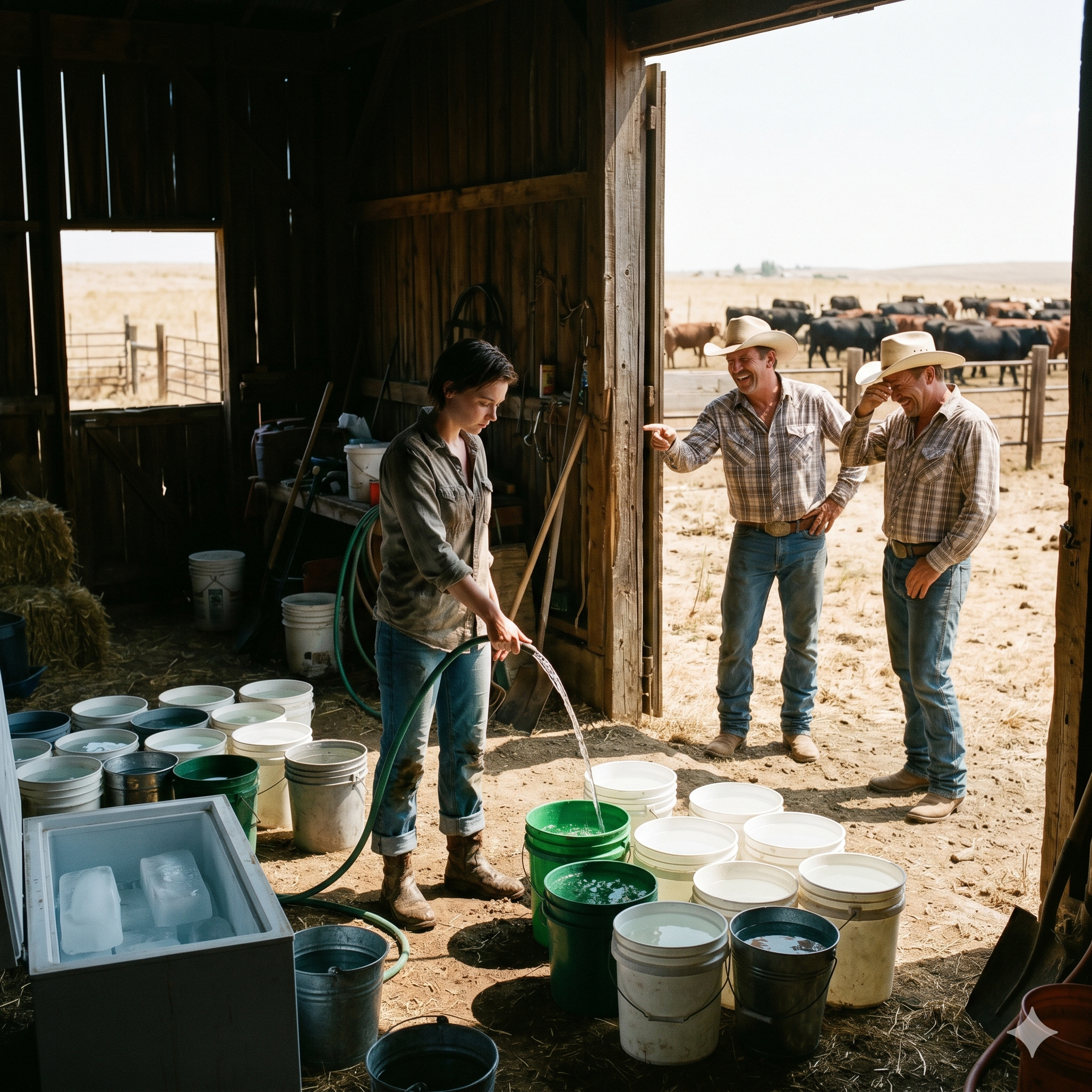 They Called Her Insane for Freezing Buckets of Water in the Barn… Until the Heatwave Killed the Herds