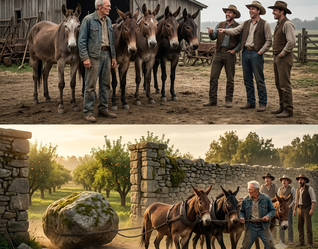 They Mocked My 7 Old Mules — Until They Pulled the Stone That Opened the Orchard Wall