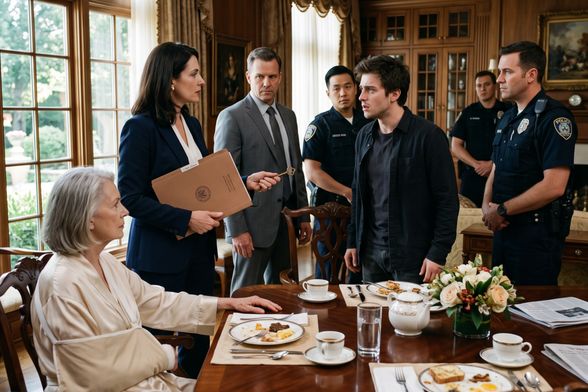 I stood frozen in the kitchen as my stepson slammed his fist onto the counter, demanding the security codes to his late father’s commercial warehouse