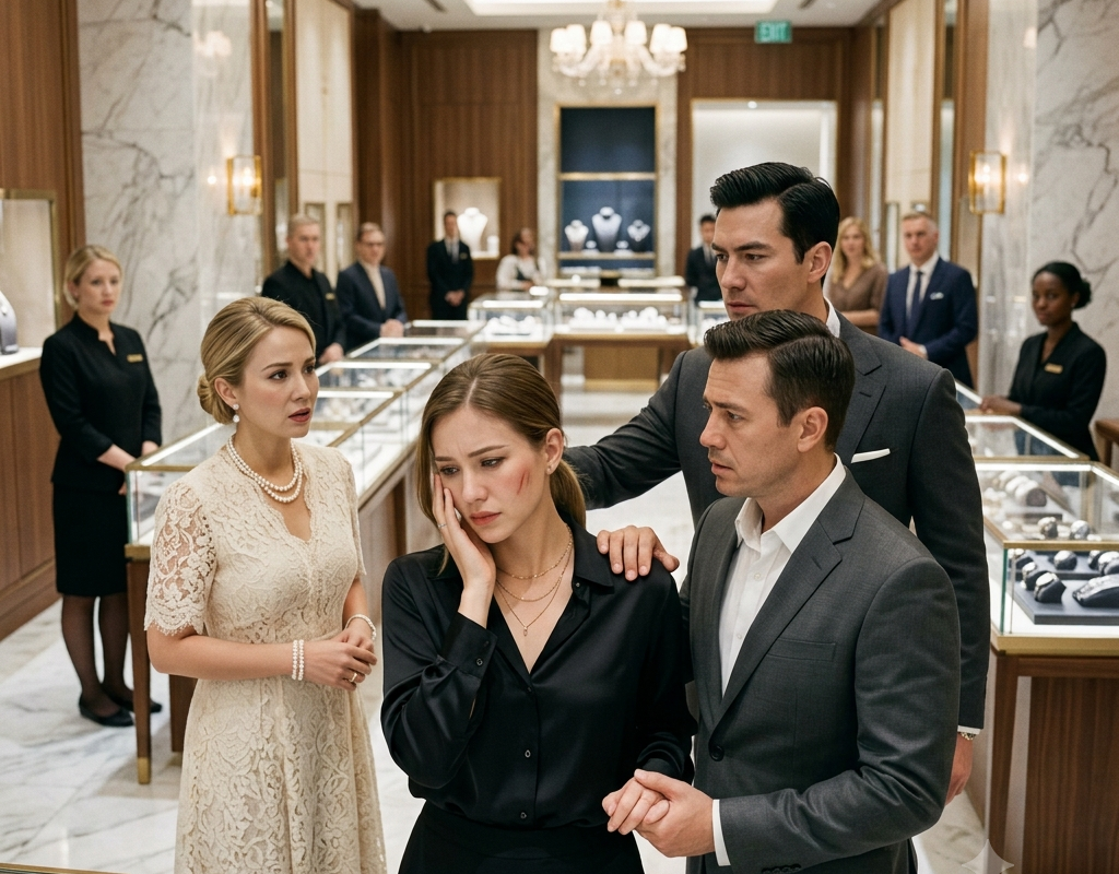 The fiery slap in the high-end jewelry store, seemingly intended to humiliate the unremarkable younger sister, unexpectedly triggered the billionaire husband’s rage, transforming the older sister’s arrogance into utter terror