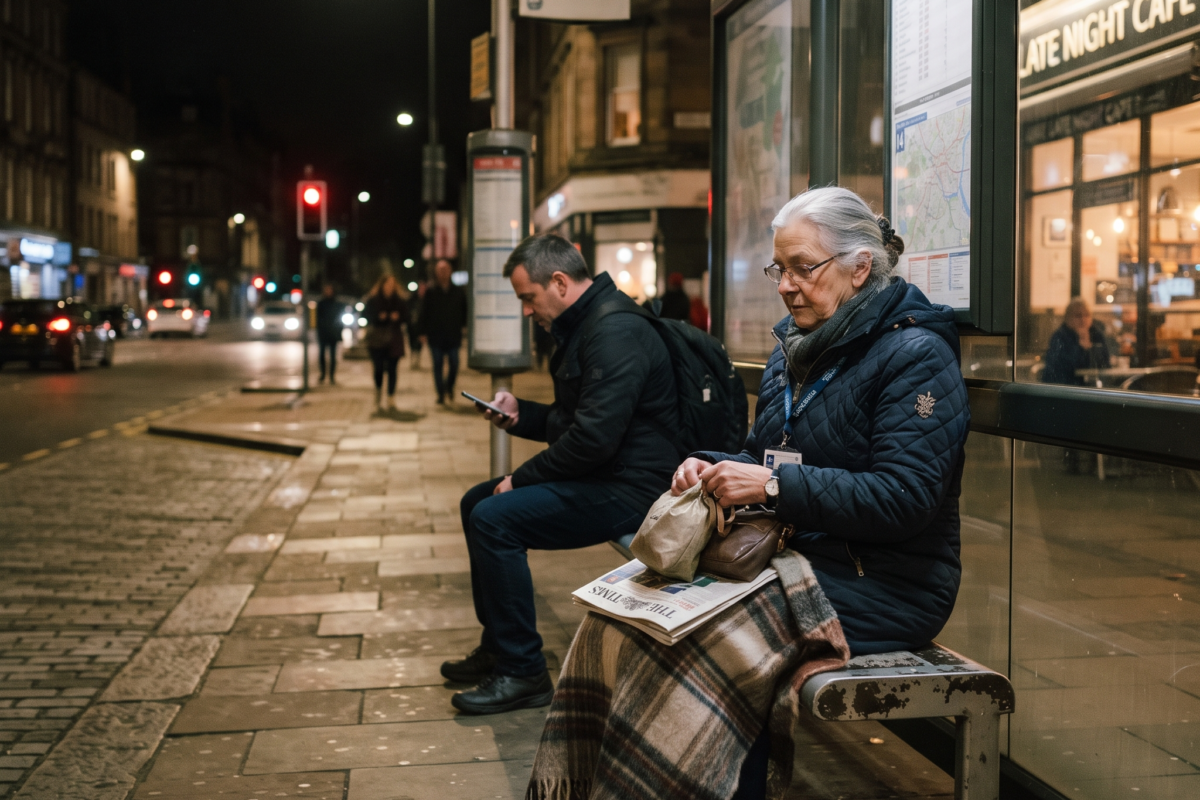 The Retired Nurse Sat at the Bus Stop Every Night With a Blanket — But No Bus Came After 10 PM