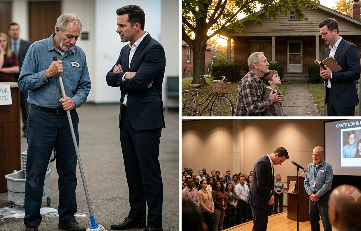 A young CEO’s costly lesson in gratitude after deciding to fire the unsung janitor who quietly changed his life