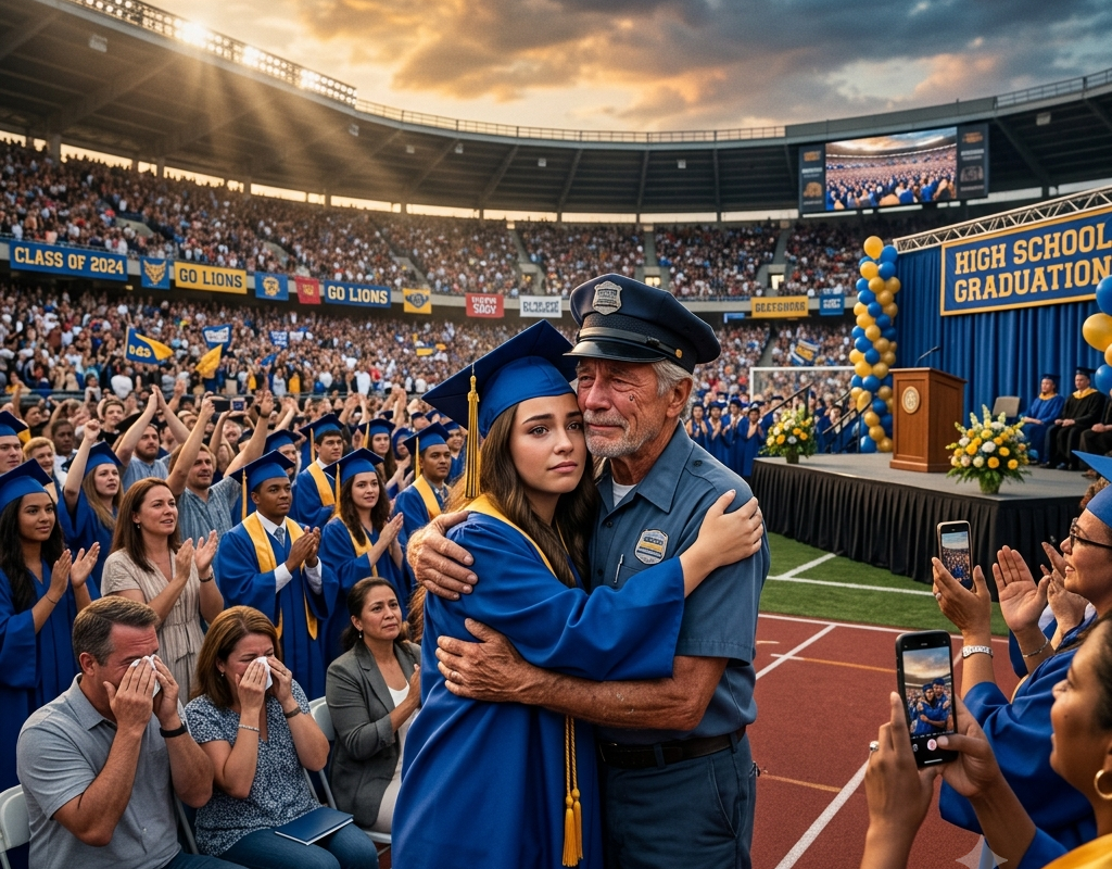The Old School Bus Driver Was Asked to Stand in the Back—Moments Later, the Valedictorian Called Him “The Man Who Saved My Life”