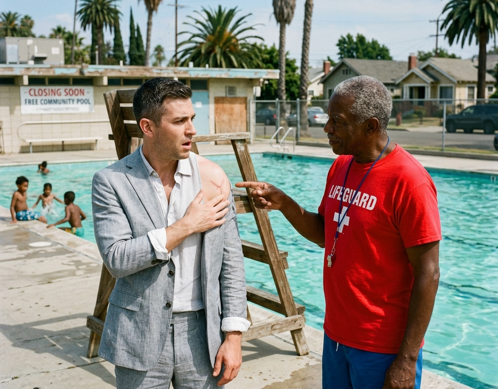 I Came to Close the Community Pool—Then the Lifeguard Remembered the Scar on My Shoulder