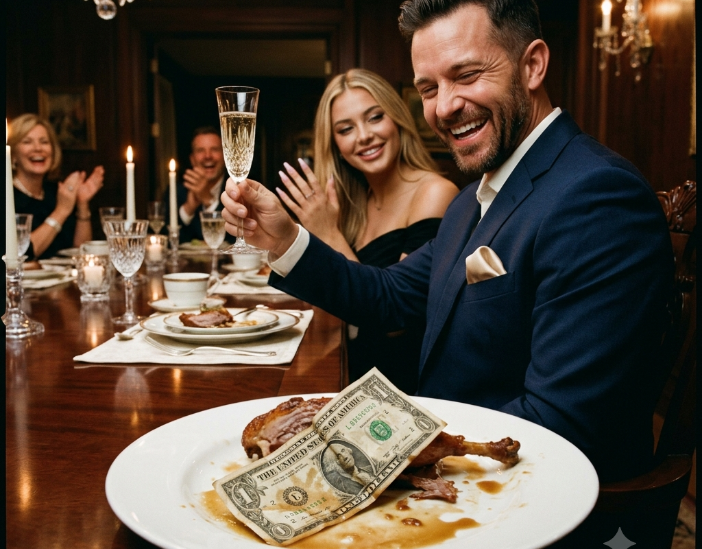 Humiliated by a one-dollar bill at a lavish party, the wife calmly retaliated by exposing financial fraud that caused her husband’s entire family to lose everything