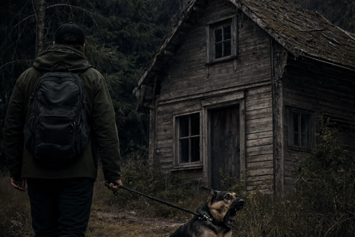 Every time we passed that old wooden cabin, my dog barked nonstop even though everything looked perfectly quiet—until one day, I caught a strange smell drifting from inside.