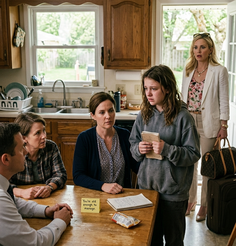 My Mother Left Me Alone With $15 and Called It “Growing Up”—When She Came Back, My Teacher Was Sitting at Our Kitchen Table