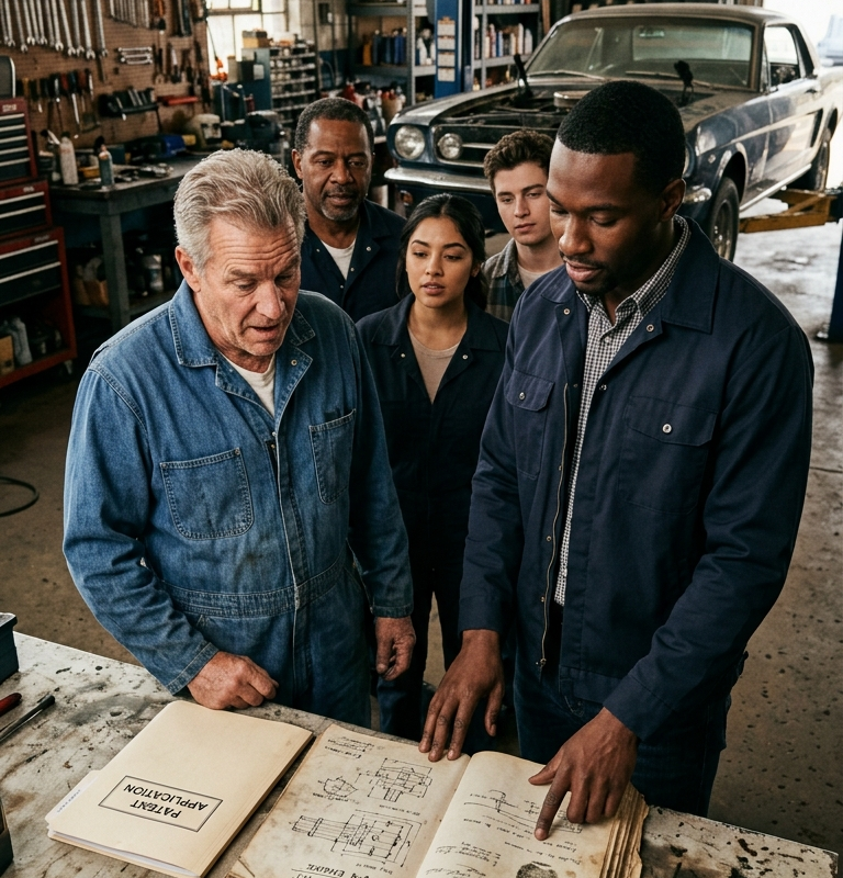 Everyone Said the Foster Boy Stole Tools—But the Mechanic Let Him Sweep the Garage. Twenty Years Later, He Returned With the Patent File