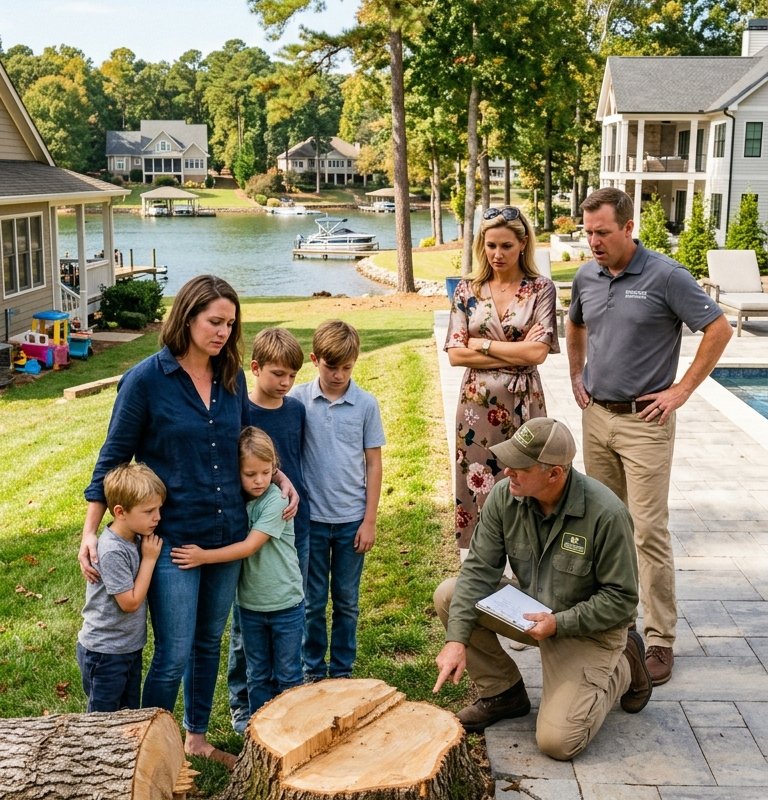 My Neighbor Cut Down The Oak My Husband Planted — Then The Arborist Found Her Pool Deck Was Built Over My Drainage Easement