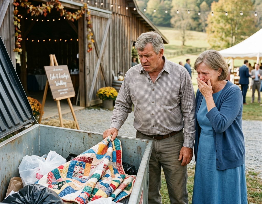 My Son’s Fiancée Threw My Wife’s Handmade Wedding Quilt Into the Trash — Then the Venue’s Cleaner Brought Me the Security Footage