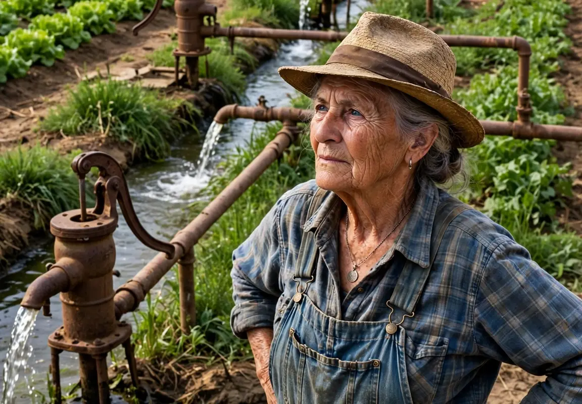 The old woman at the edge of the village sh0cked everyone by buying every rusty, broken water pump at the scrapyard… when a devastating drought dried up every well, the entire village came knocking on her door