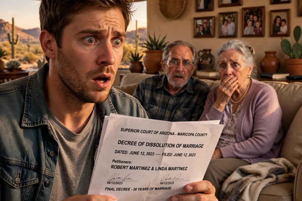 After 38 years of marriage, an elderly Arizona couple secretly divorced but kept living together and pretending to be married for their children and grandchildren—until their youngest son found the signed divorce papers from three years earlier