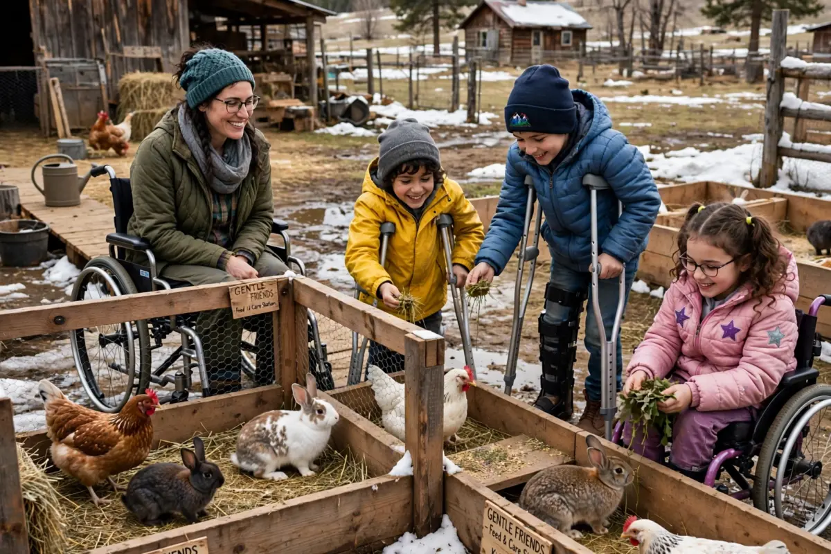 She spent a harsh Montana winter caring for abandoned rabbits and chickens from her wheelchair, until spring came and revealed the beautiful reward she never expected