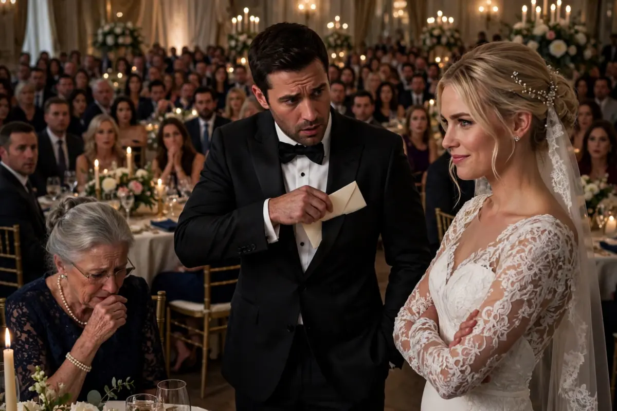 My bride humiliated my mother in front of 260 people and waited for me to take her side… but as the room sat in stunned silence, I reached into my coat and pulled out the one envelope she prayed I would never open