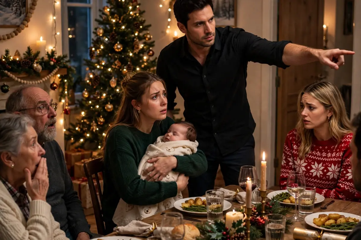 At our Christmas dinner, my sister hurt my little child and laughed it off, leaving everyone stunned—until my husband calmly stood up, ordered her to leave, and she never came back after that night