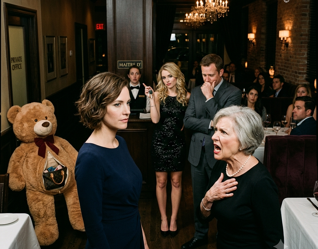 Her Husband Hid His Mistress Inside a Teddy Bear — His Wife Stayed Silent and Brought His Mother to the Restaurant