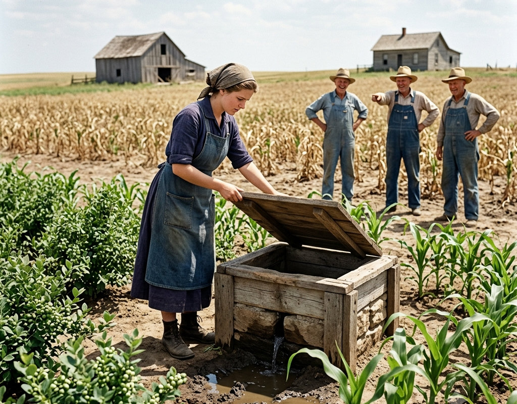 the farmers laughed when the widowed kansas woman opened a dry well, but the secret buried underneath saved the fields they had given up on