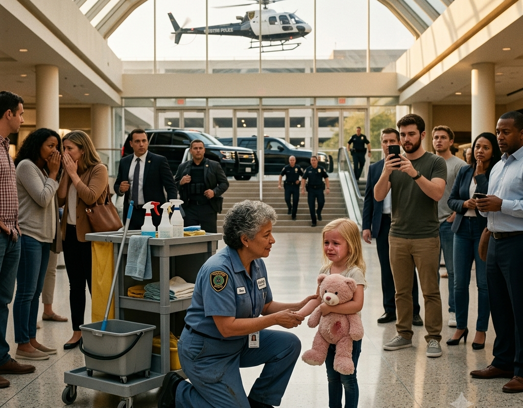 The Janitor Refused to Leave a Lost Little Girl Alone—Six Hours Later, a Police Helicopter Landed on the Mall Roof