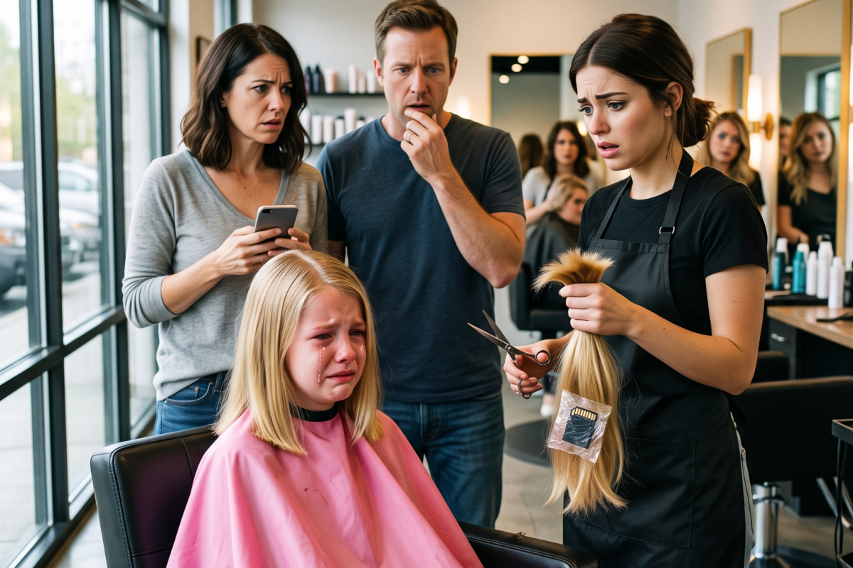 My 8-Year-Old Daughter Was Getting a Haircut When the Stylist Suddenly Froze… Then She Lifted the Child’s Hair and the Color