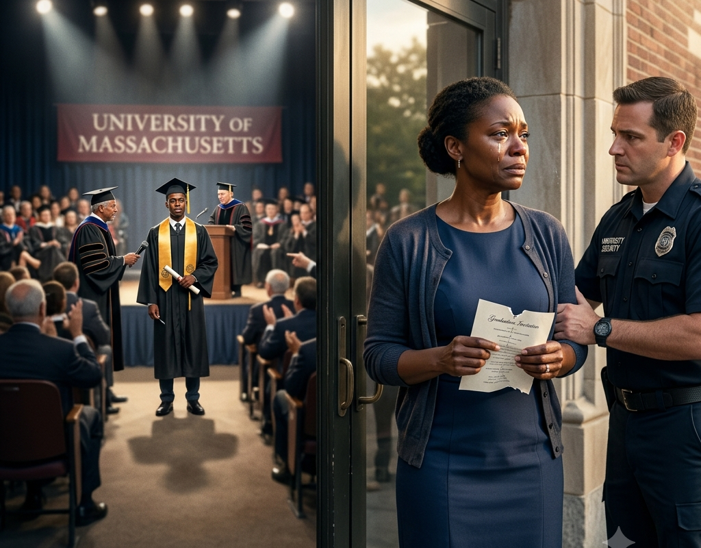 Security Threw a Single Mother Out of Her Son’s Graduation—Minutes Later, the Valedictorian Refused His Diploma