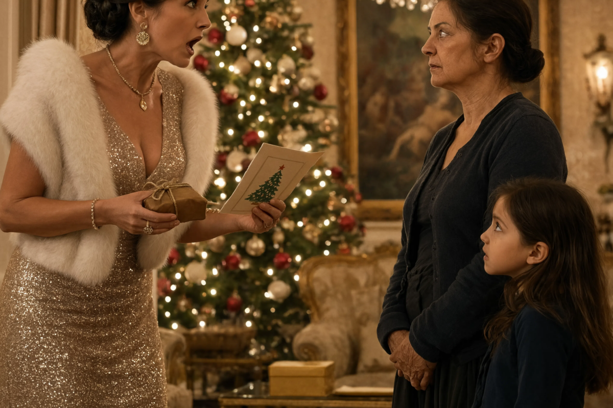 With only $5 left, my child and I ate plain rice all week to afford a Christmas gift—my wealthy sister mocked it in front of everyone, until she read the card and screamed at my mother