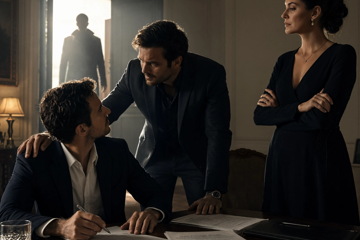 “Sign the house over or else,” my brother threatened as his wife told him to “deal with me”… but just as I reached for the papers, the door flew open and everyone froze