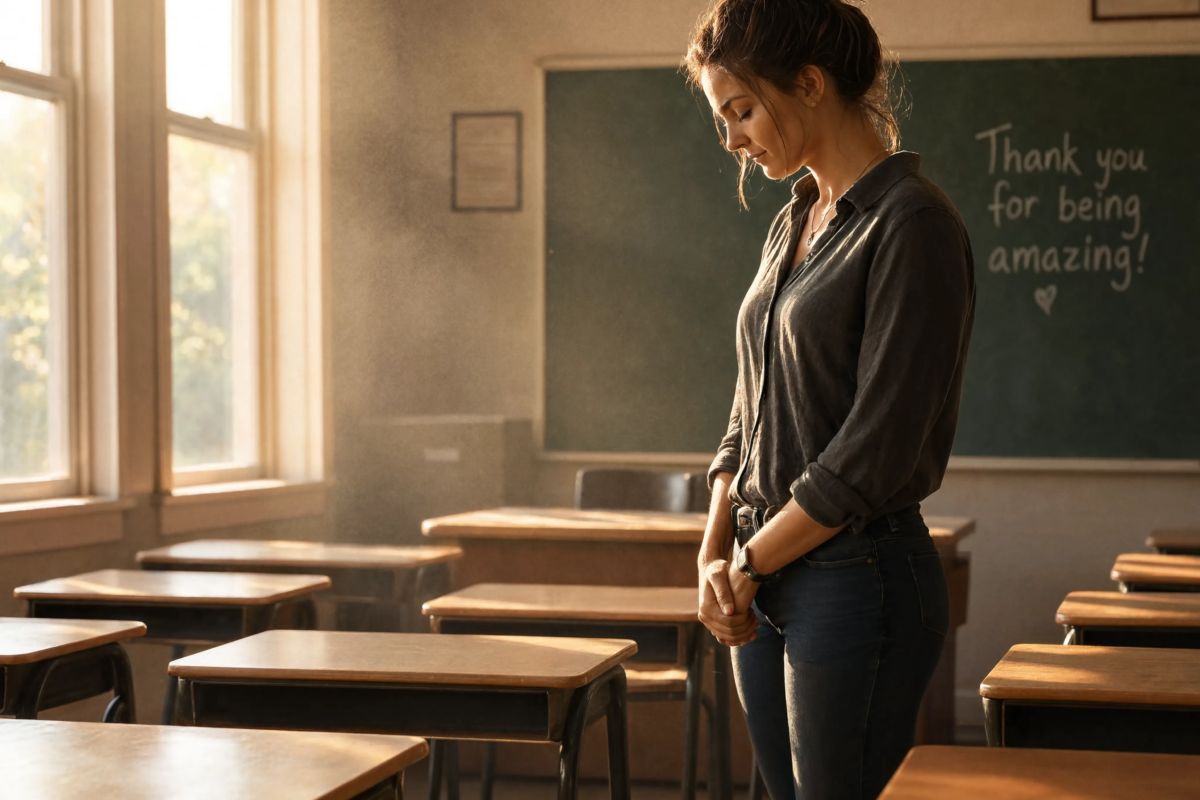 She placed the same empty chair in her classroom every morning, even though no student ever sat in it—until summer came and the truth behind the chair left the entire school in tears