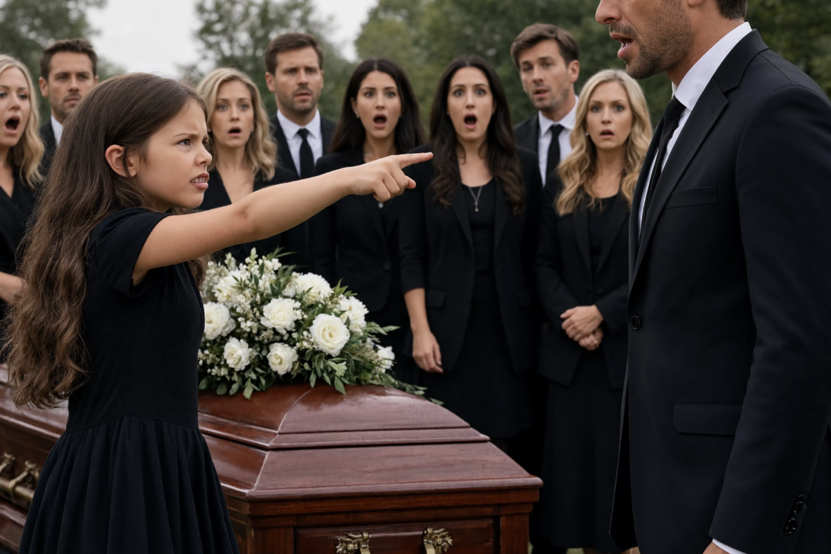 At my father’s funeral, my mute daughter suddenly pointed at my husband and said, “He’s the one who did it,” repeating it until I uncovered the truth about my father’s d3ath