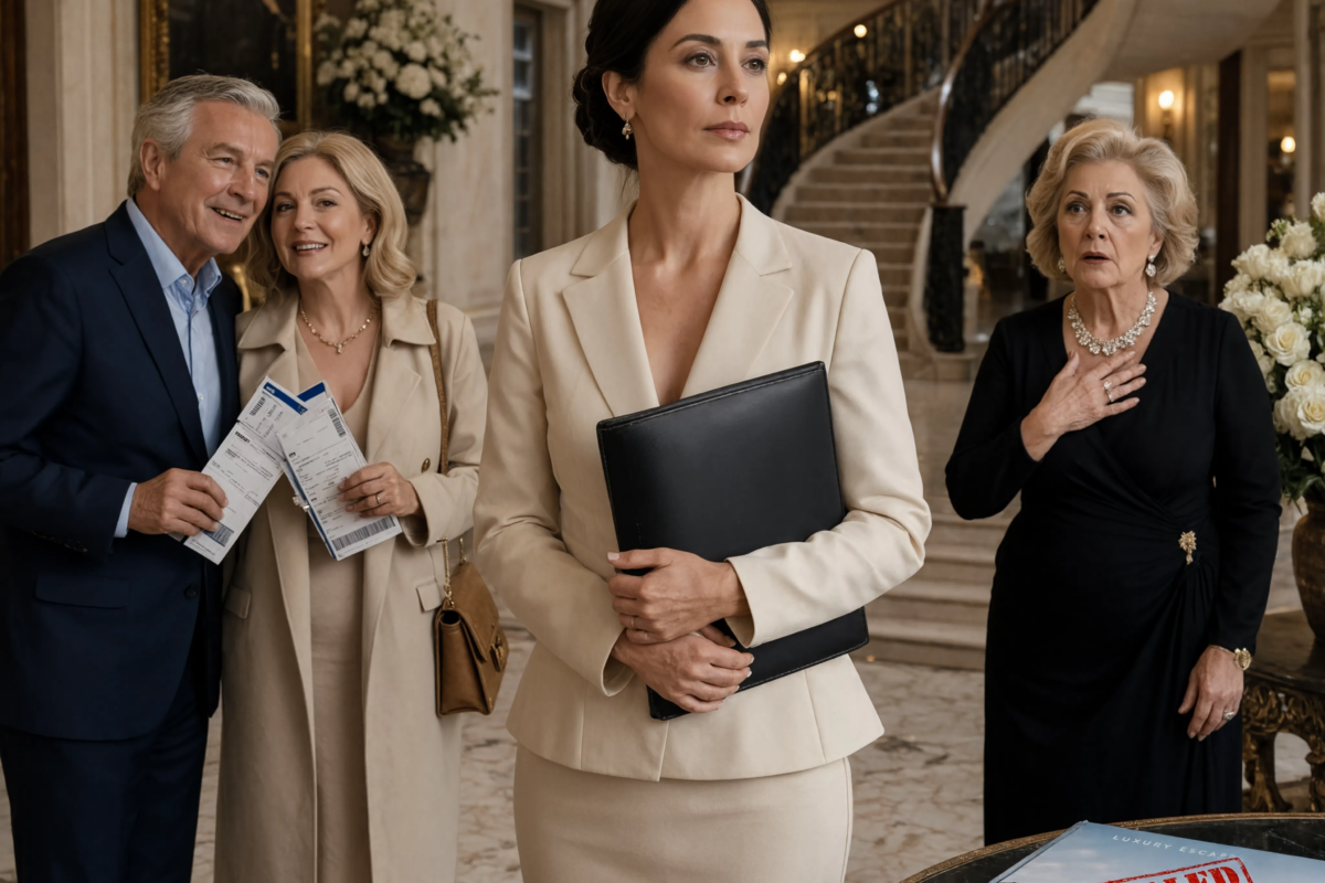 My mother-in-law threw my parents out of the mansion I had paid for, saying, “They don’t belong here.” I quietly canceled a $120,000 luxury getaway, booked four first-class seats, and exposed the secret fraud she never thought I’d discover
