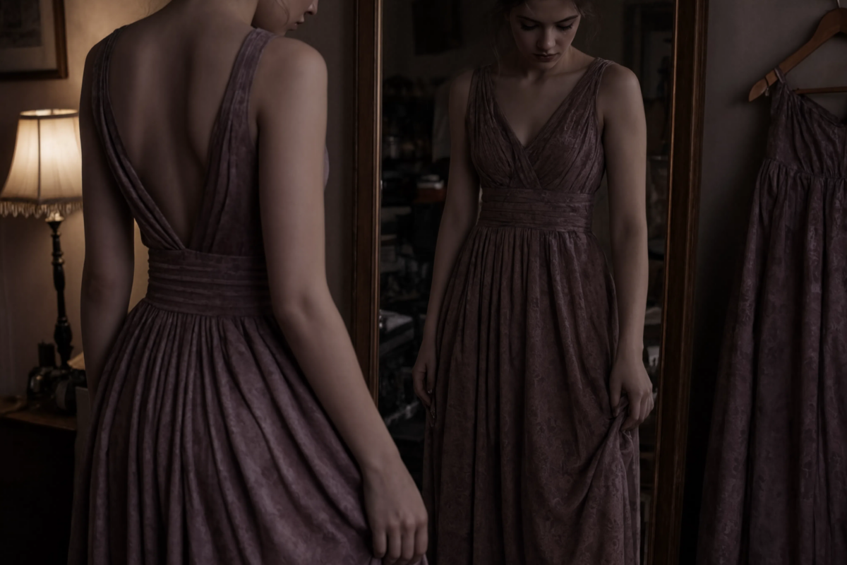 My stepmother humiliated me by making me wear a dress that looked like a stained curtain to prom… but one silver thread uncovered the priceless heirloom she had stolen from my late mother